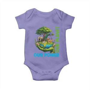 Our Power Our Planet Baby Onesie Earth Day Nature Lover Gift TS12 Violet Print Your Wear