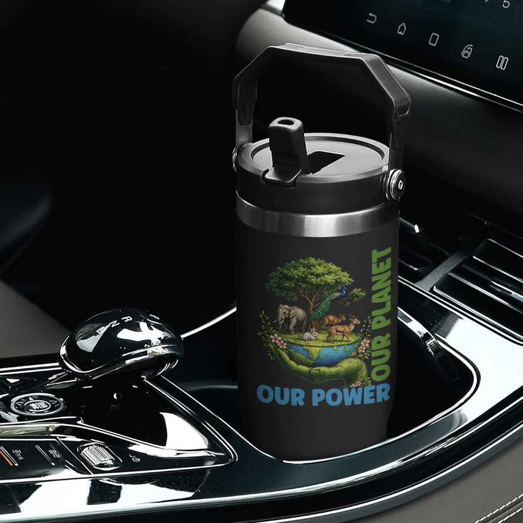 Our Power Our Planet Flip Straw Tumbler Earth Day Nature Lover Gift TS12 Print Your Wear