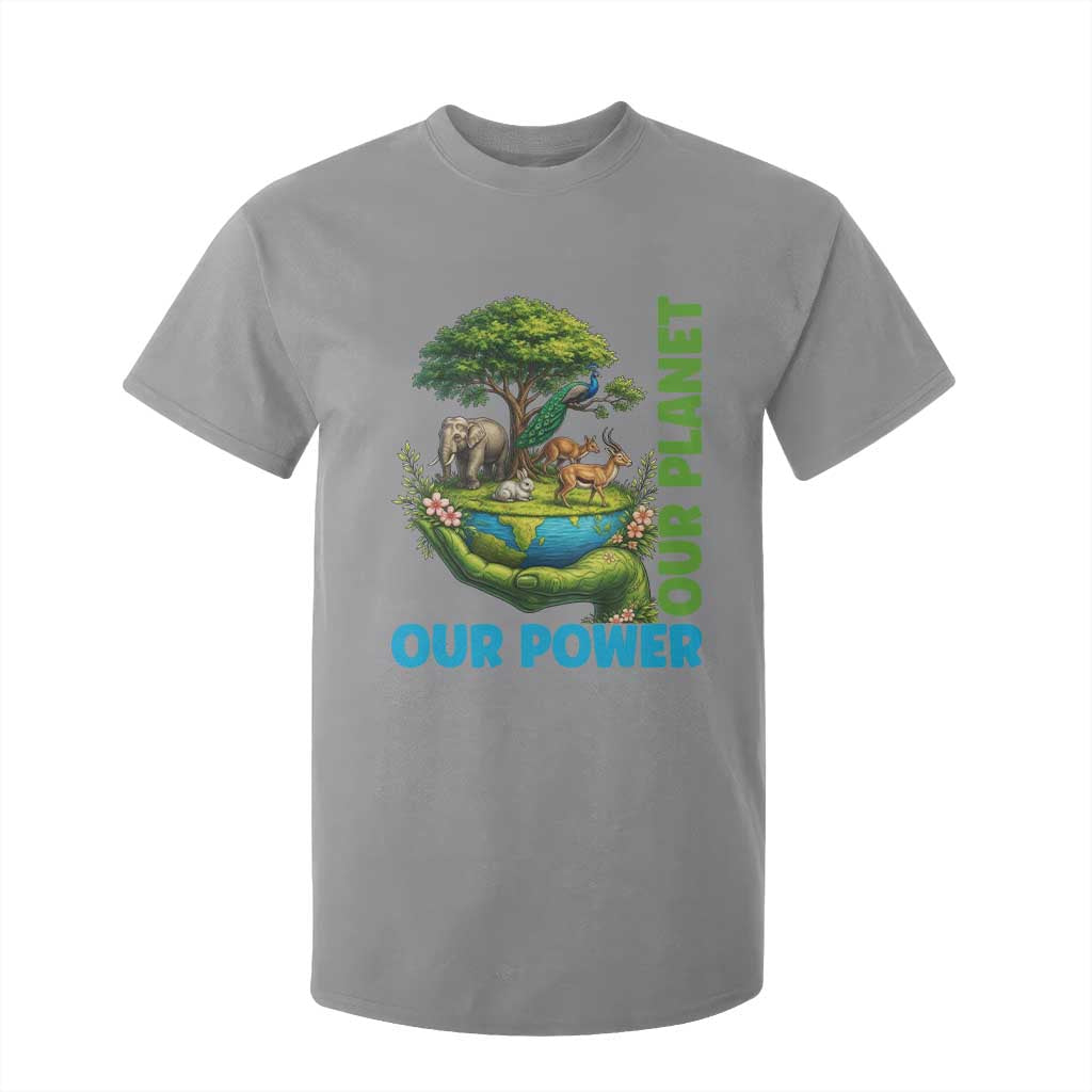 Our Power Our Planet T Shirt For Kid Earth Day Nature Lover Gift TS12 Sport Gray Print Your Wear