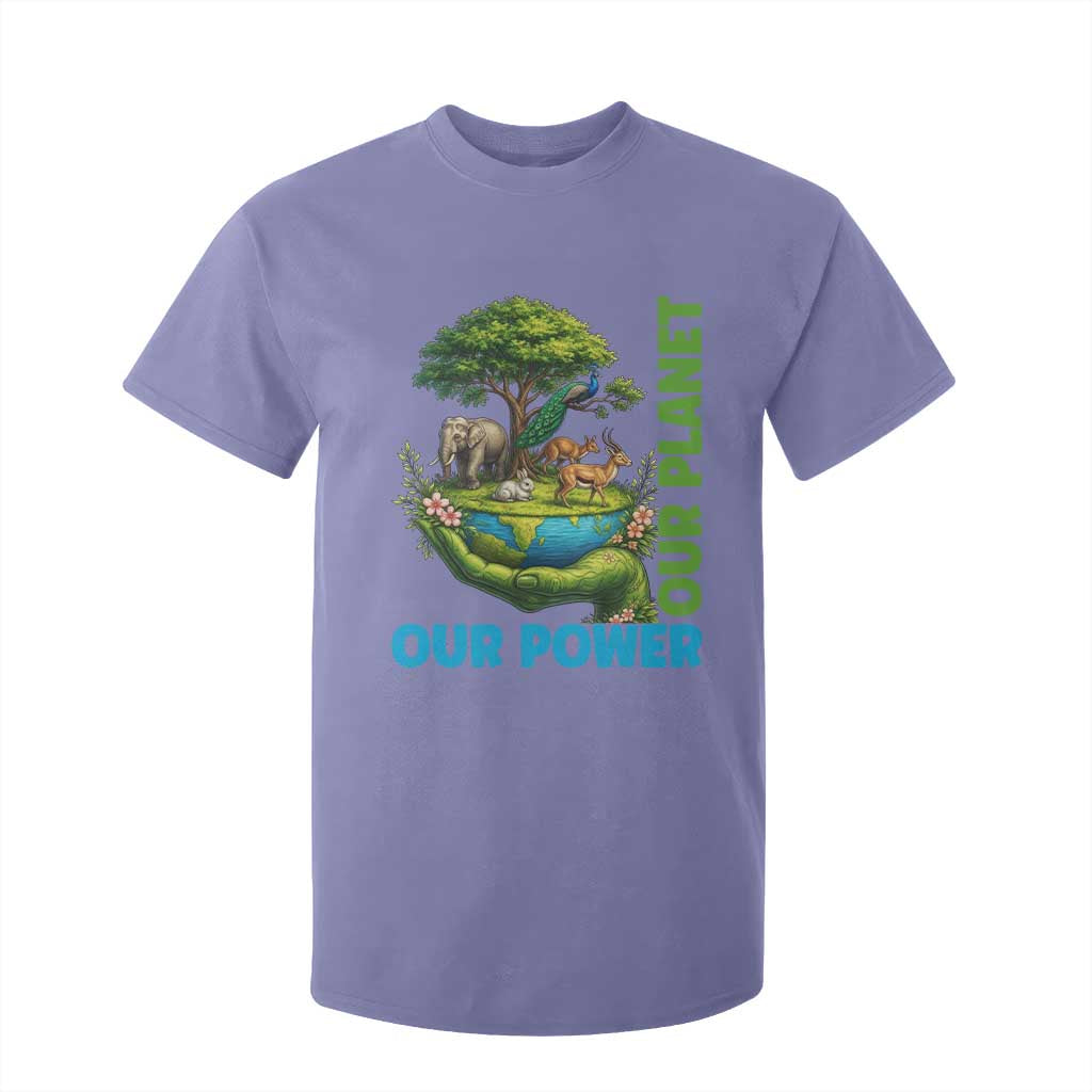 Our Power Our Planet T Shirt For Kid Earth Day Nature Lover Gift TS12 Violet Print Your Wear