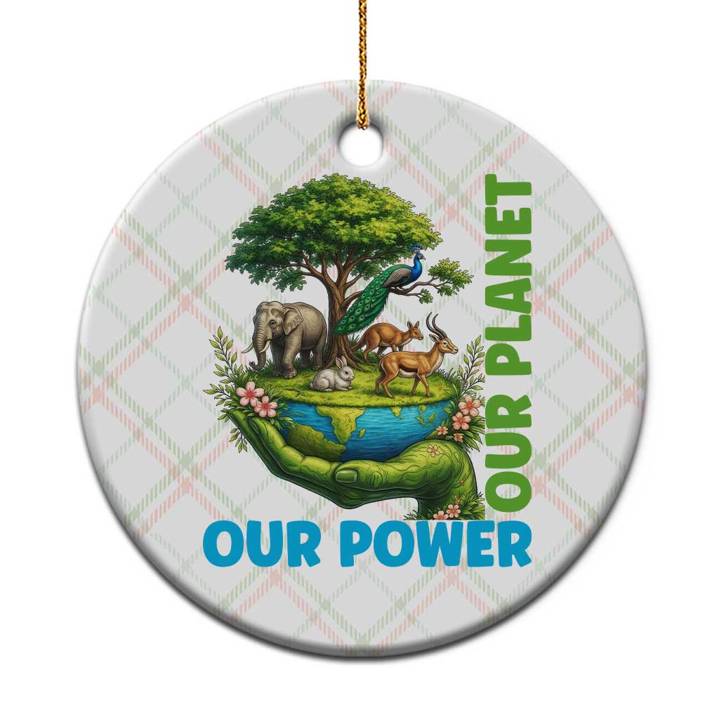 Our Power Our Planet Ceramic Ornament Earth Day Nature Lover Gift TS12 1pc Christmas Plaid Print Your Wear