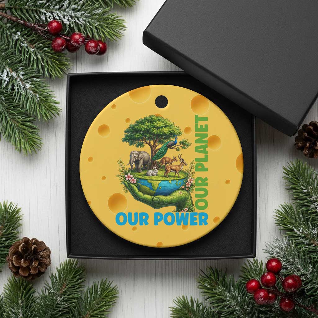 Our Power Our Planet Ceramic Ornament Earth Day Nature Lover Gift TS12 1pc Yellow Cheese Print Your Wear