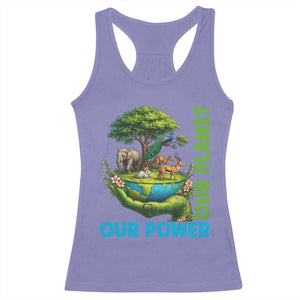 Our Power Our Planet Racerback Tank Top Earth Day Nature Lover Gift TS12 Violet Print Your Wear