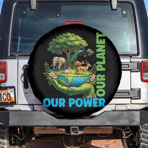 Our Power Our Planet Spare Tire Cover Earth Day Nature Lover Gift TS12 No hole Black Print Your Wear