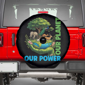 Our Power Our Planet Spare Tire Cover Earth Day Nature Lover Gift TS12 Black Print Your Wear