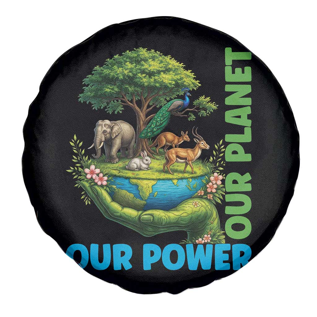 Our Power Our Planet Spare Tire Cover Earth Day Nature Lover Gift TS12 Print Your Wear