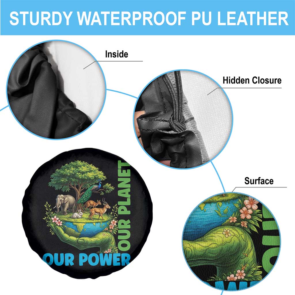 Our Power Our Planet Spare Tire Cover Earth Day Nature Lover Gift TS12 Print Your Wear