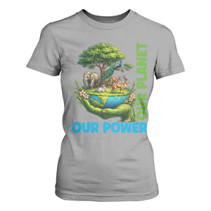Our Power Our Planet T Shirt For Women Earth Day Nature Lover Gift TS12 Sport Gray Print Your Wear