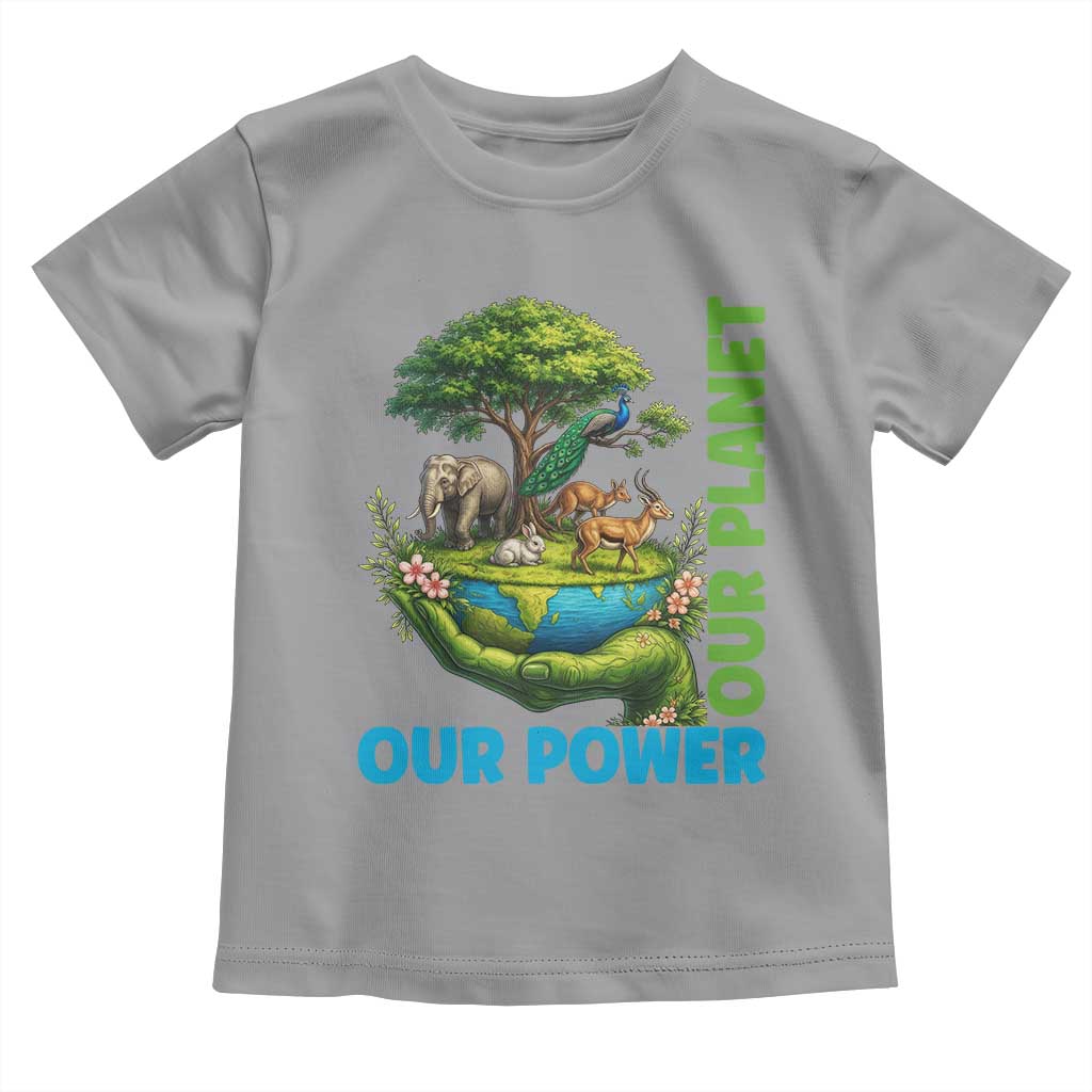 Our Power Our Planet Toddler T Shirt Earth Day Nature Lover Gift TS12 Sport Gray Print Your Wear