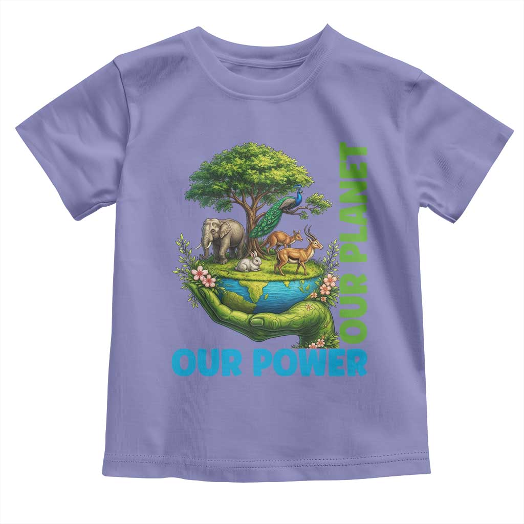 Our Power Our Planet Toddler T Shirt Earth Day Nature Lover Gift TS12 Violet Print Your Wear