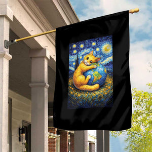 Earth Day Garden Flag Starry Night Cat Hugging Earth TS12 Print Your Wear