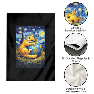 Earth Day Garden Flag Starry Night Cat Hugging Earth TS12 Print Your Wear