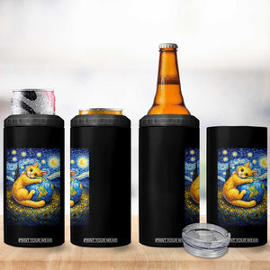 Earth Day 4 in 1 Can Cooler Tumbler Starry Night Cat Hugging Earth TS12 Print Your Wear