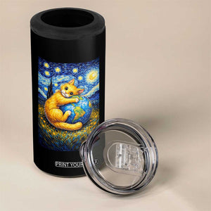 Earth Day 4 in 1 Can Cooler Tumbler Starry Night Cat Hugging Earth TS12 Print Your Wear