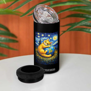 Earth Day 4 in 1 Can Cooler Tumbler Starry Night Cat Hugging Earth TS12 Print Your Wear