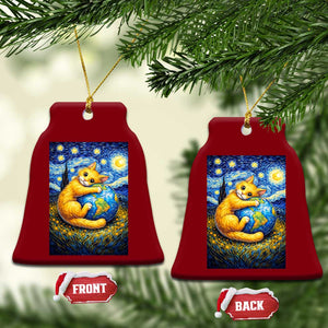Earth Day Ceramic Ornament Starry Night Cat Hugging Earth TS12 Print Your Wear