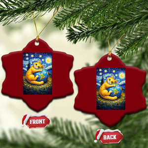 Earth Day Ceramic Ornament Starry Night Cat Hugging Earth TS12 Print Your Wear