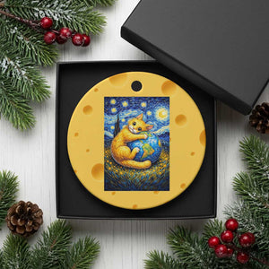 Earth Day Ceramic Ornament Starry Night Cat Hugging Earth TS12 1pc Yellow Cheese Print Your Wear