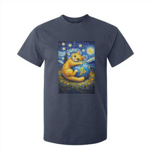 Earth Day T Shirt For Kid Starry Night Cat Hugging Earth TS12 Navy Print Your Wear