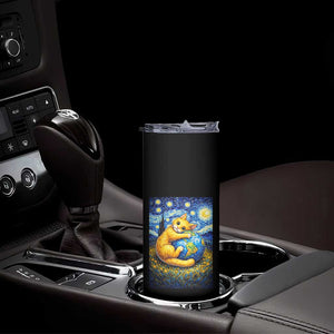 Earth Day Skinny Tumbler Starry Night Cat Hugging Earth TS12 Print Your Wear
