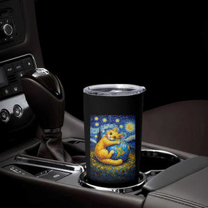 Earth Day Tumbler Cup Starry Night Cat Hugging Earth TS12 Print Your Wear
