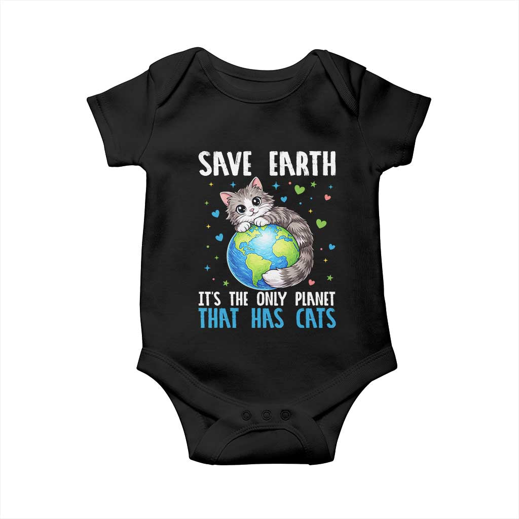 Earth Day Baby Onesie Save Earth Its The Only Planet With Cats TS12 Black Print Your Wear