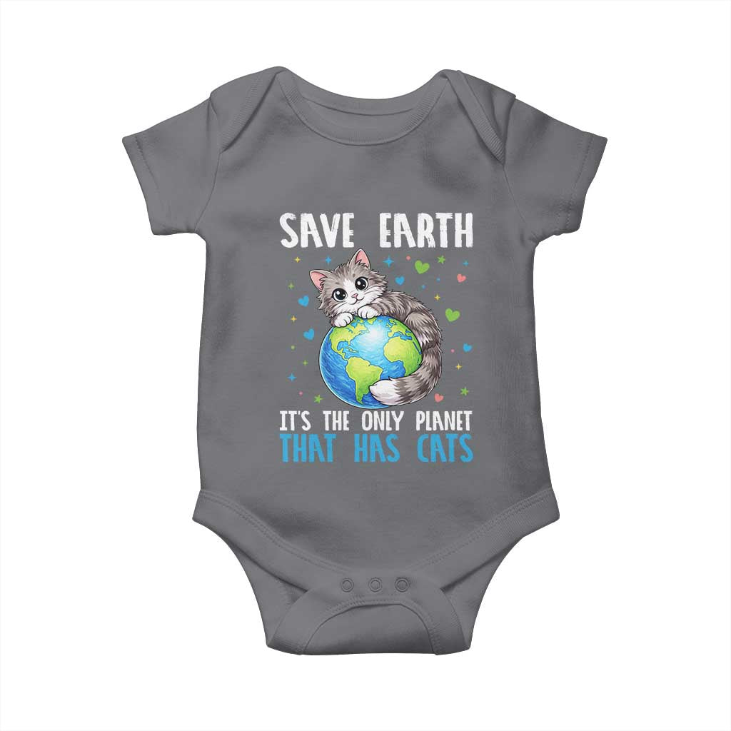 Earth Day Baby Onesie Save Earth Its The Only Planet With Cats TS12 Charcoal Print Your Wear
