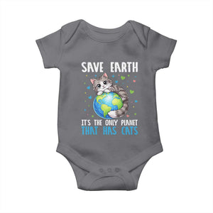 Earth Day Baby Onesie Save Earth Its The Only Planet With Cats TS12 Charcoal Print Your Wear