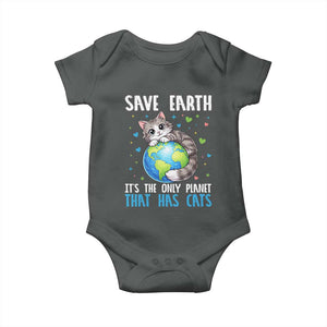 Earth Day Baby Onesie Save Earth Its The Only Planet With Cats TS12 Dark Heather Print Your Wear