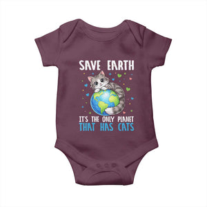 Earth Day Baby Onesie Save Earth Its The Only Planet With Cats TS12 Maroon Print Your Wear