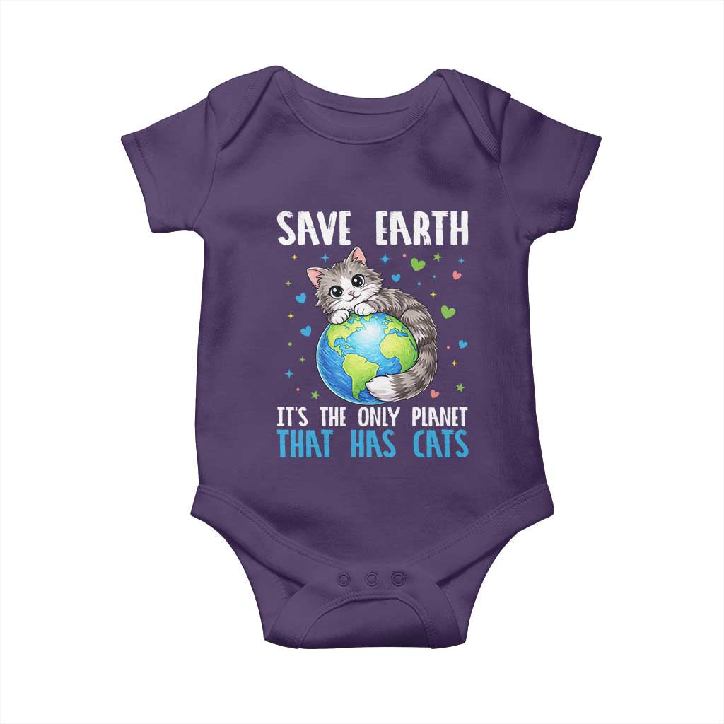 Earth Day Baby Onesie Save Earth Its The Only Planet With Cats TS12 Purple Print Your Wear