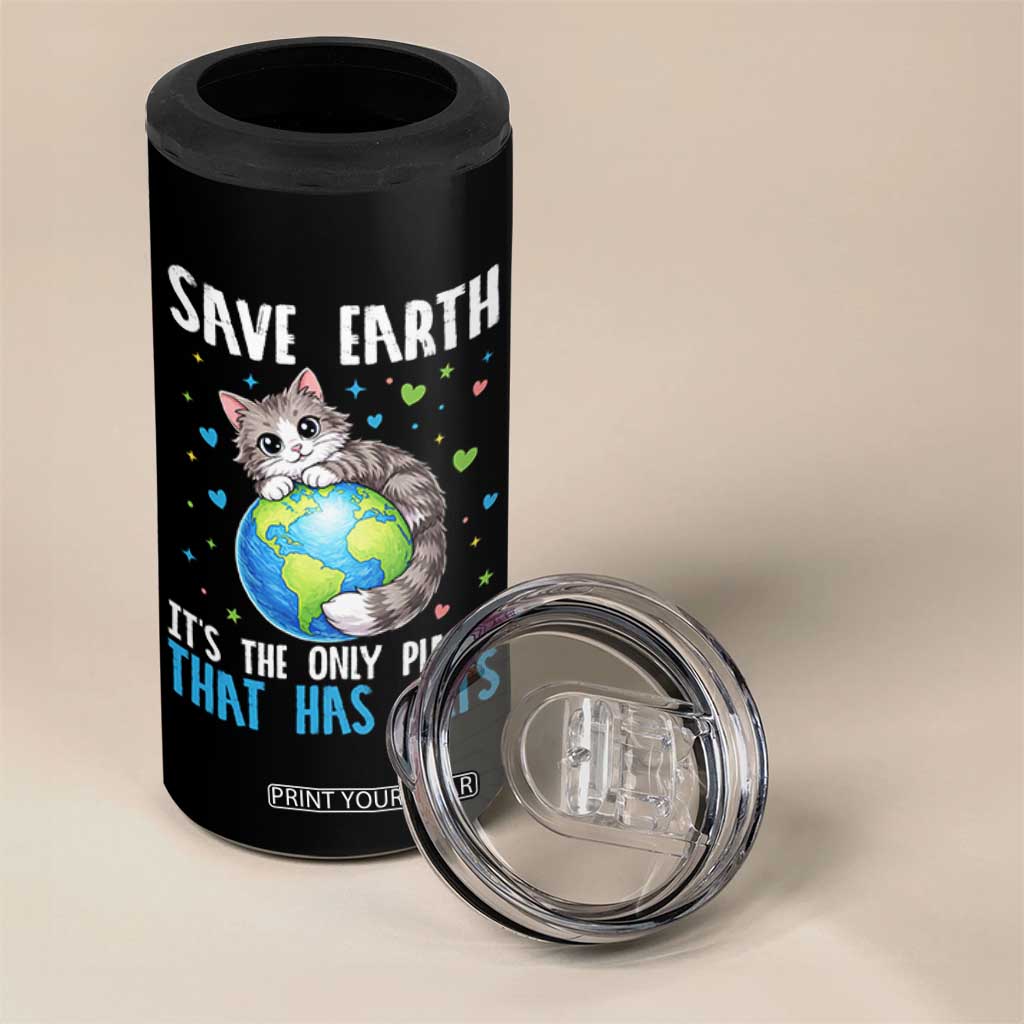 Earth Day 4 in 1 Can Cooler Tumbler Save Earth Its The Only Planet With Cats TS12 Print Your Wear