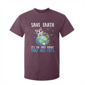 Earth Day T Shirt For Kid Save Earth Its The Only Planet With Cats TS12 Maroon Print Your Wear