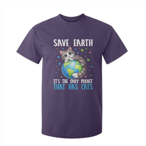 Earth Day T Shirt For Kid Save Earth Its The Only Planet With Cats TS12 Purple Print Your Wear