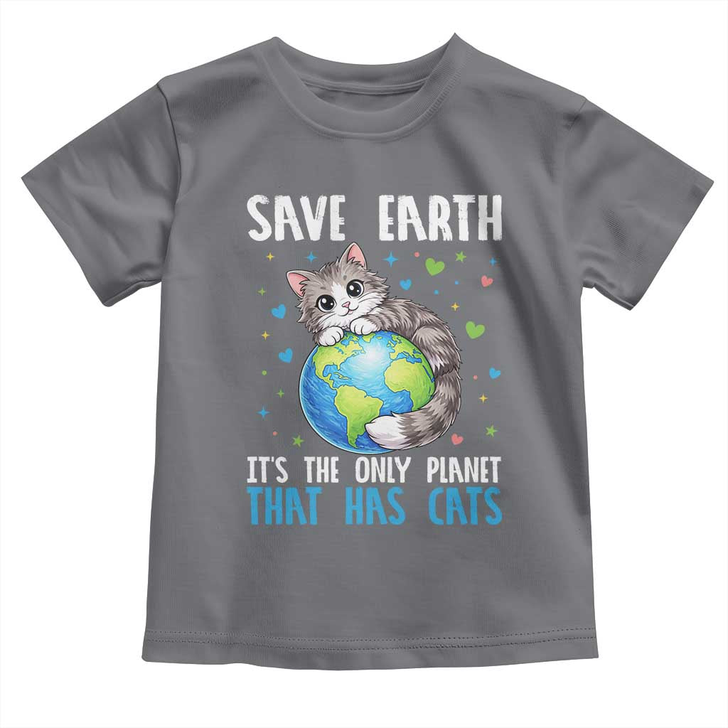 Earth Day Toddler T Shirt Save Earth Its The Only Planet With Cats TS12 Charcoal Print Your Wear