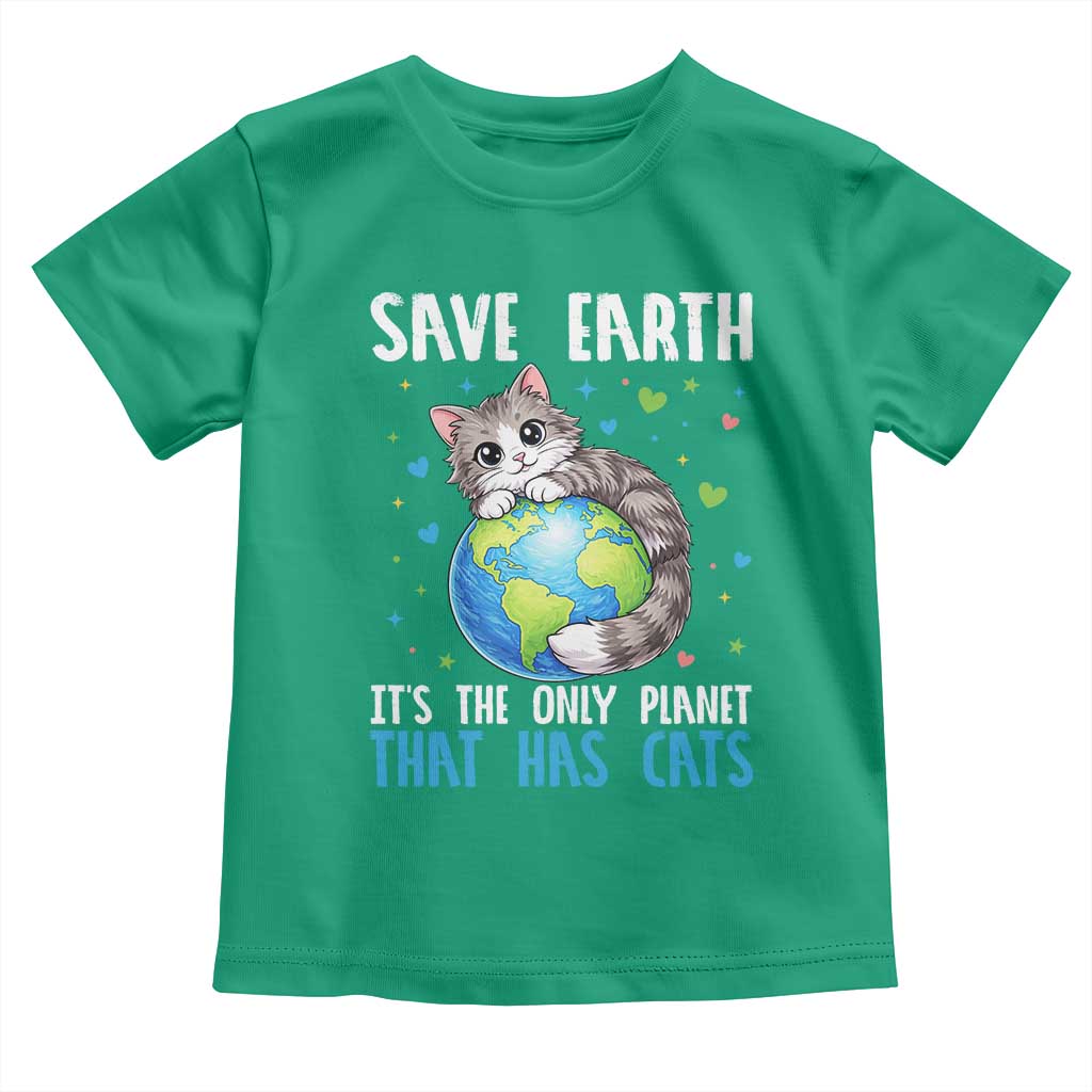 Earth Day Toddler T Shirt Save Earth Its The Only Planet With Cats TS12 Irish Green Print Your Wear