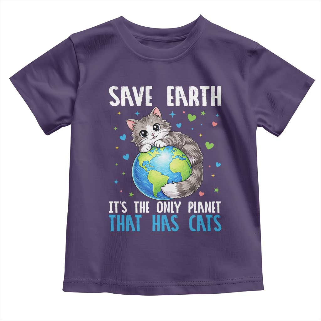 Earth Day Toddler T Shirt Save Earth Its The Only Planet With Cats TS12 Purple Print Your Wear