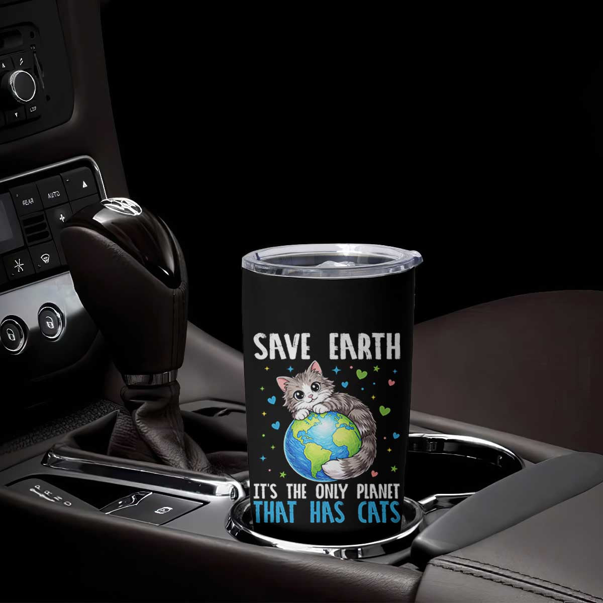 Earth Day Tumbler Cup Save Earth Its The Only Planet With Cats TS12 Print Your Wear