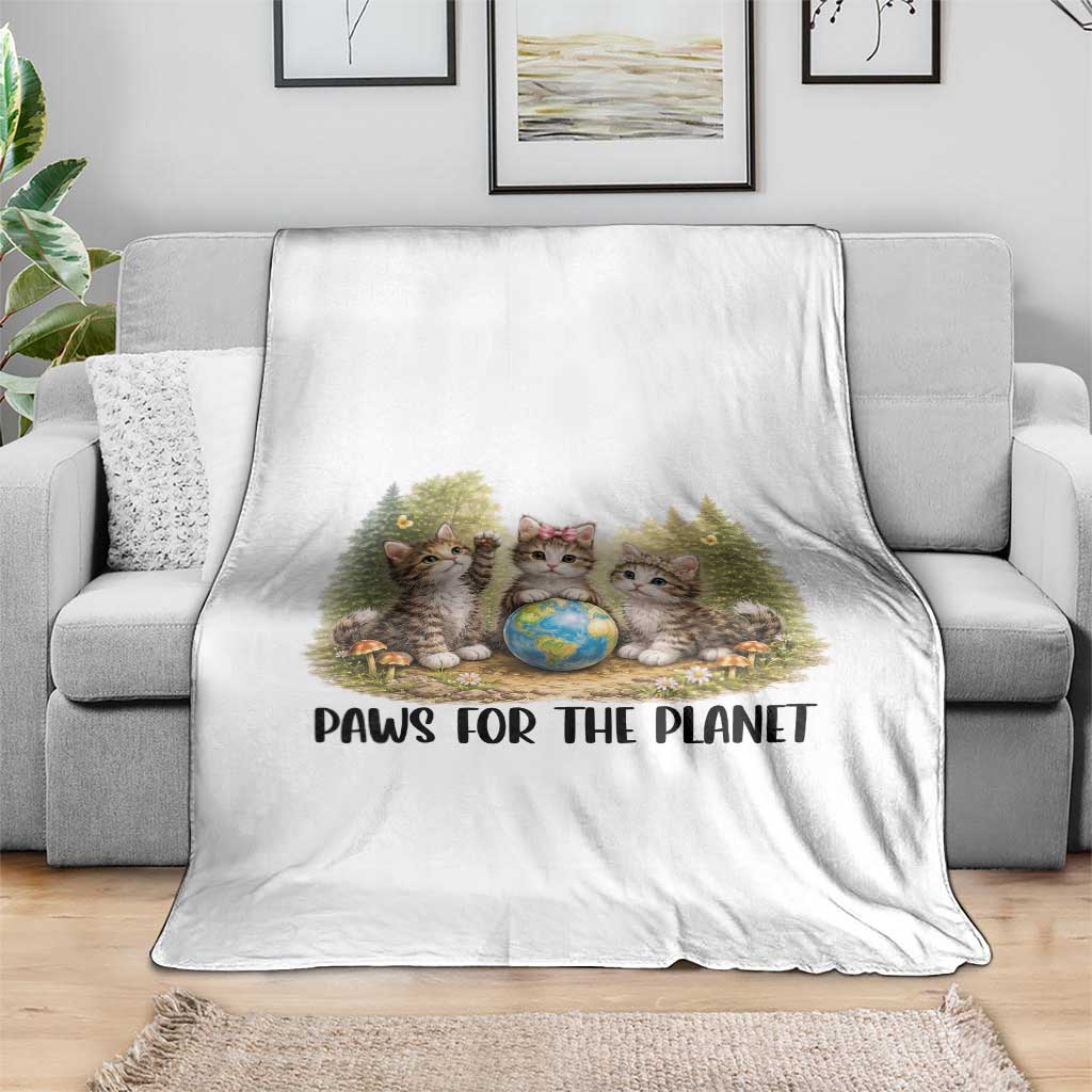 Earth Day Cat Lover Throw Blanket Paws For The Planet TS12 Print Your Wear