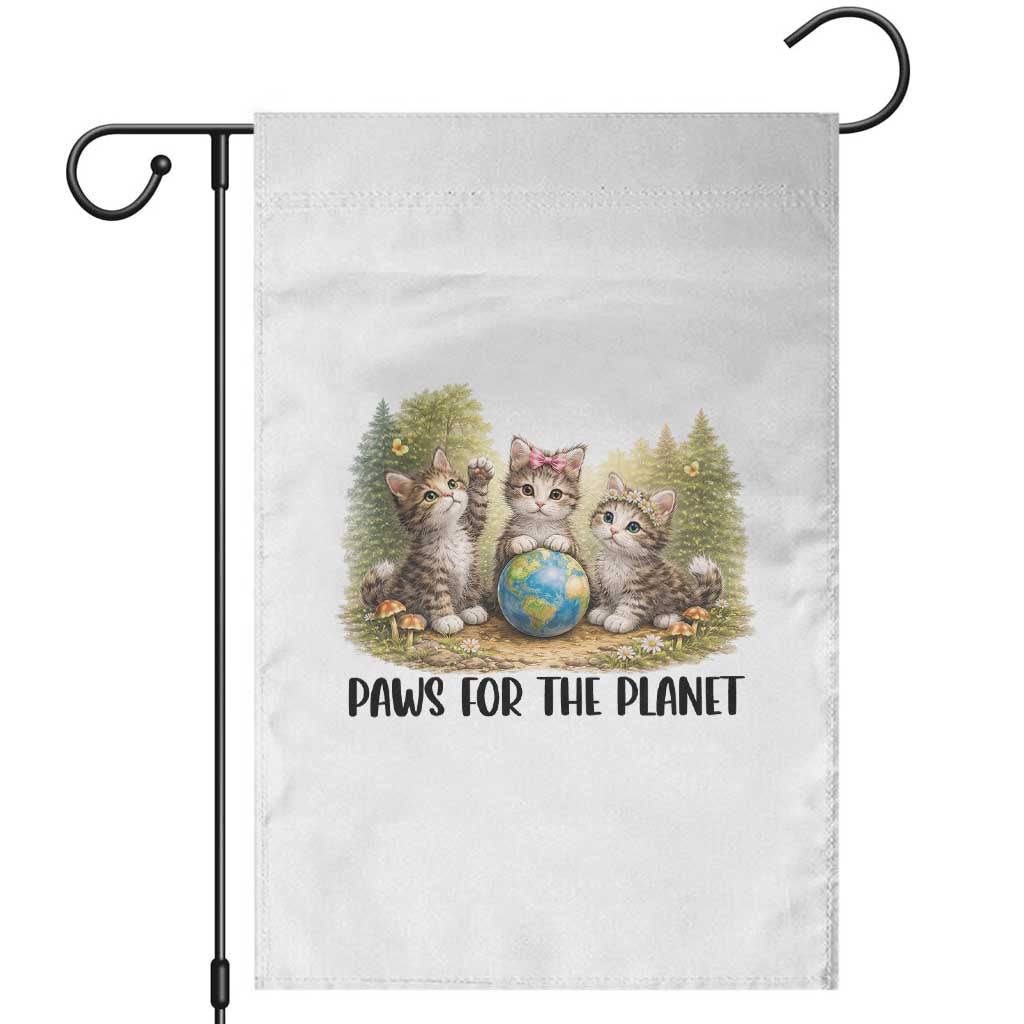 Earth Day Cat Lover Garden Flag Paws For The Planet TS12 White Print Your Wear