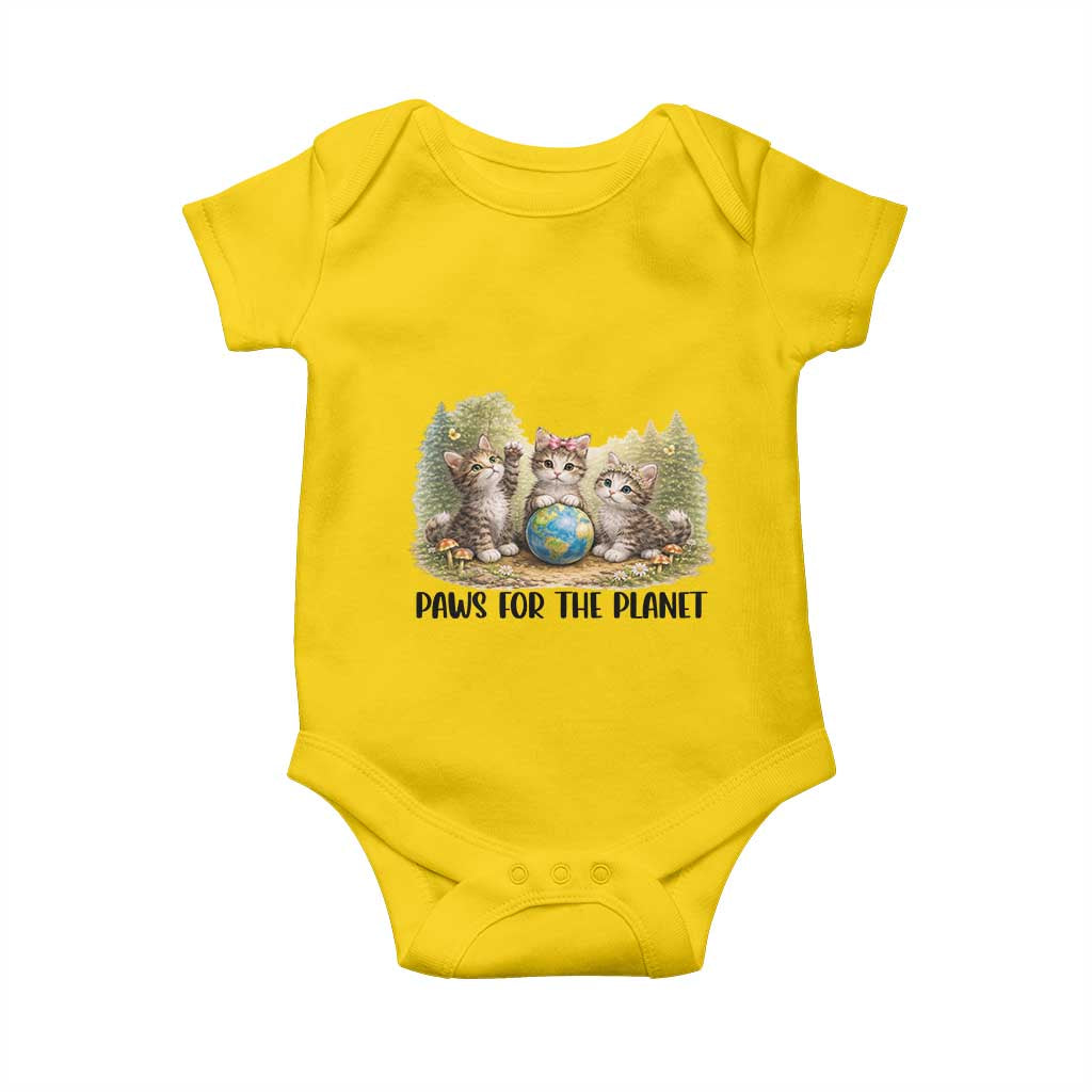 Earth Day Cat Lover Baby Onesie Paws For The Planet TS12 Daisy Print Your Wear