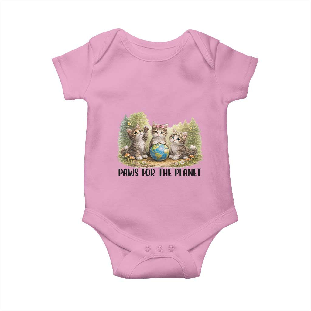 Earth Day Cat Lover Baby Onesie Paws For The Planet TS12 Light Pink Print Your Wear