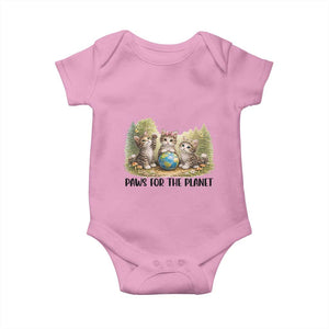 Earth Day Cat Lover Baby Onesie Paws For The Planet TS12 Light Pink Print Your Wear