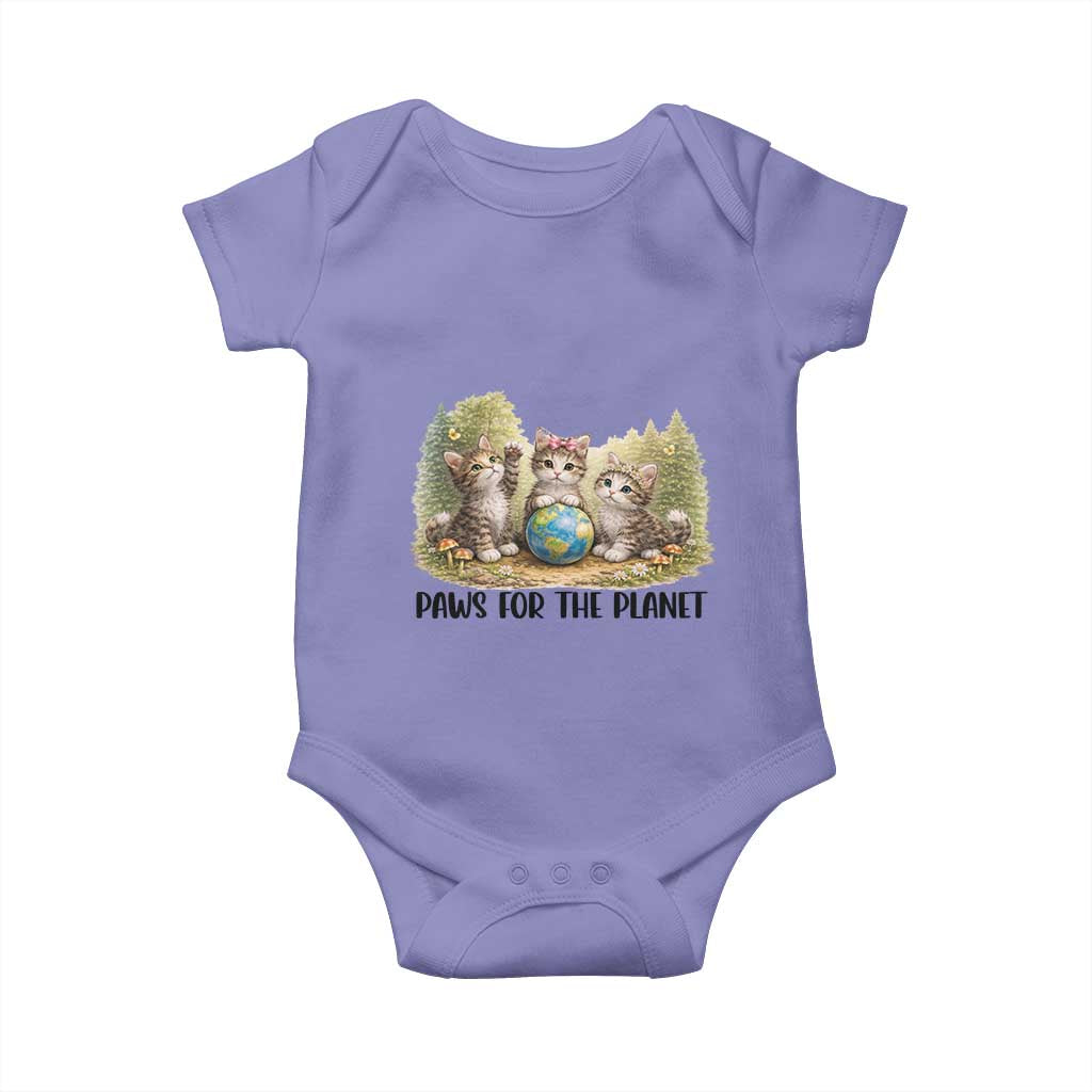 Earth Day Cat Lover Baby Onesie Paws For The Planet TS12 Violet Print Your Wear