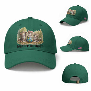 Earth Day Cat Lover Baseball Cap Paws For The Planet TS12 Baseball Cap Universal Fit Irish Green Print Your Wear