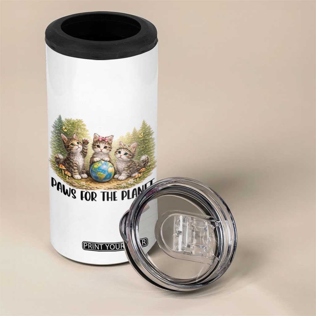 Earth Day Cat Lover 4 in 1 Can Cooler Tumbler Paws For The Planet TS12 Print Your Wear