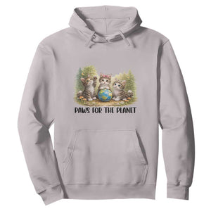 Earth Day Cat Lover Hoodie Paws For The Planet TS12 Ice Gray Print Your Wear