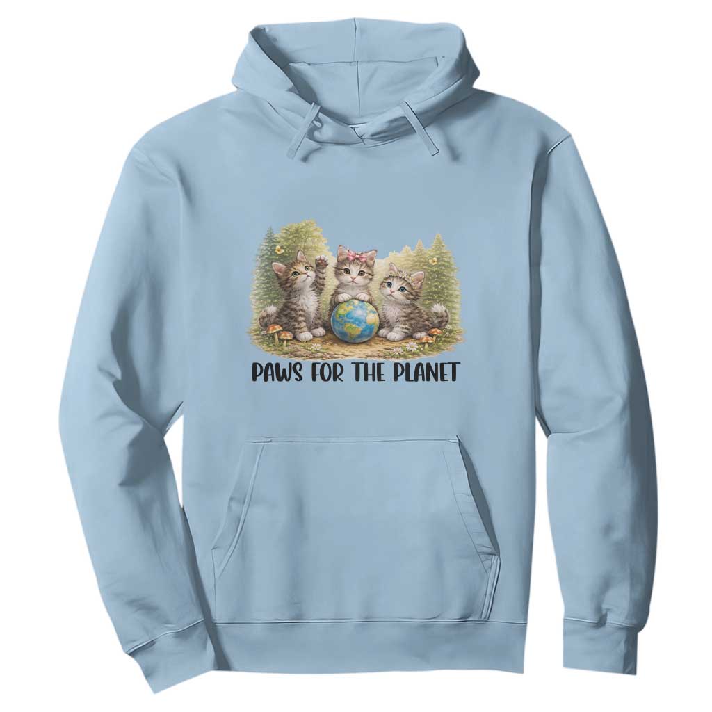 Earth Day Cat Lover Hoodie Paws For The Planet TS12 Light Blue Print Your Wear