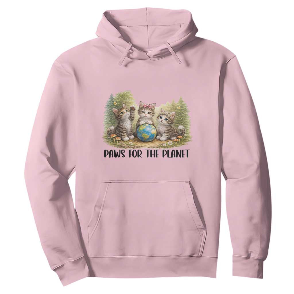 Earth Day Cat Lover Hoodie Paws For The Planet TS12 Light Pink Print Your Wear