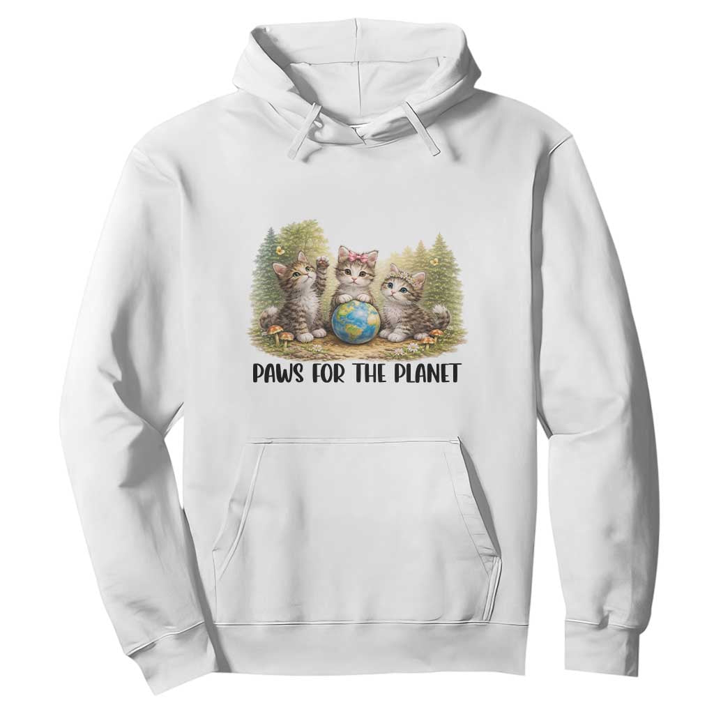 Earth Day Cat Lover Hoodie Paws For The Planet TS12 White Print Your Wear
